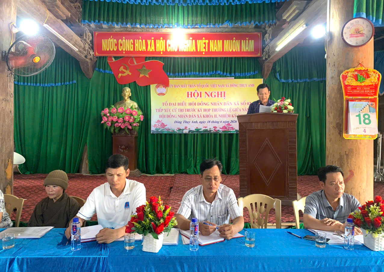 TỔ ĐẠI BIỂU HĐND SỐ 02 XÃ ĐÔNG THUỴ ANH TIẾP XÚC CƯ TRI TRƯỚC KỲ HỌP THƯỜNG LỆ GIỮA NĂM 2026, HĐND XÃ KHOÁ II, NHIỆM KỲ 2026 - 2031 VỚI CƯ TRI 9 THÔN THUỘC KHU VỰC THUỴ TRƯỜNG.